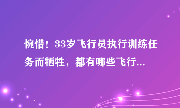 惋惜！33岁飞行员执行训练任务而牺牲，都有哪些飞行员为任务英年早逝？