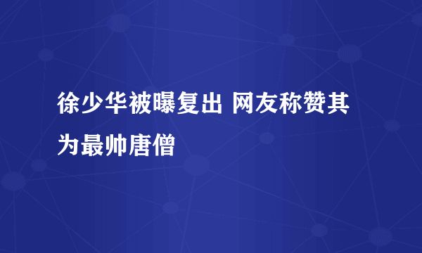 徐少华被曝复出 网友称赞其为最帅唐僧