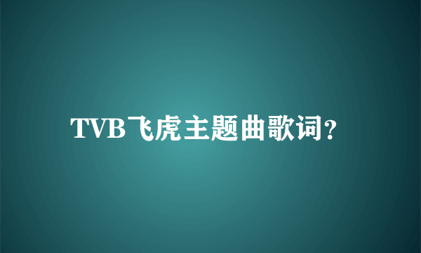 TVB飞虎主题曲歌词？