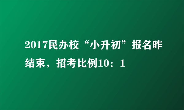 2017民办校“小升初”报名昨结束，招考比例10：1