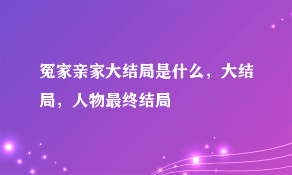 冤家亲家大结局是什么，大结局，人物最终结局