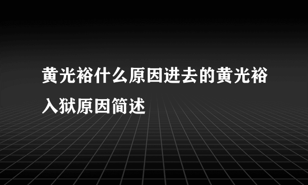 黄光裕什么原因进去的黄光裕入狱原因简述