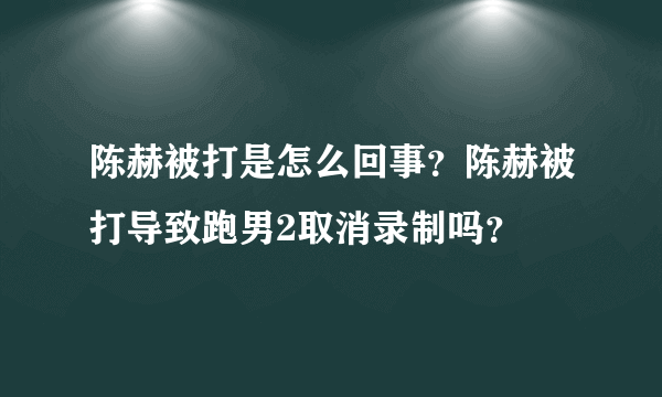 陈赫被打是怎么回事？陈赫被打导致跑男2取消录制吗？