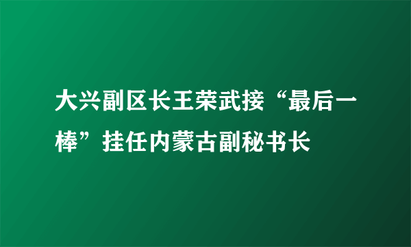 大兴副区长王荣武接“最后一棒”挂任内蒙古副秘书长