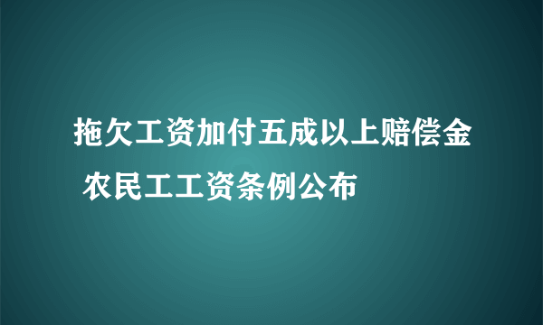 拖欠工资加付五成以上赔偿金 农民工工资条例公布