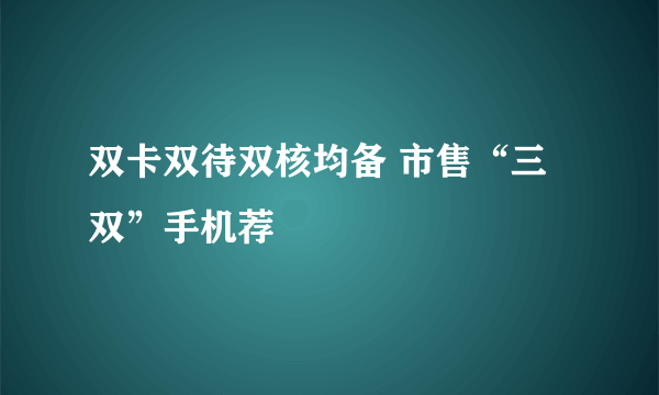 双卡双待双核均备 市售“三双”手机荐