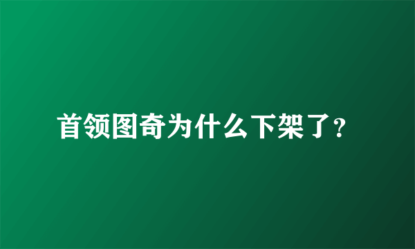 首领图奇为什么下架了？