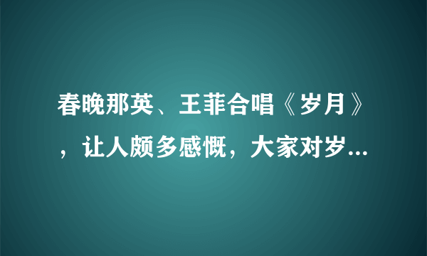 春晚那英、王菲合唱《岁月》，让人颇多感慨，大家对岁月的理解是什么？