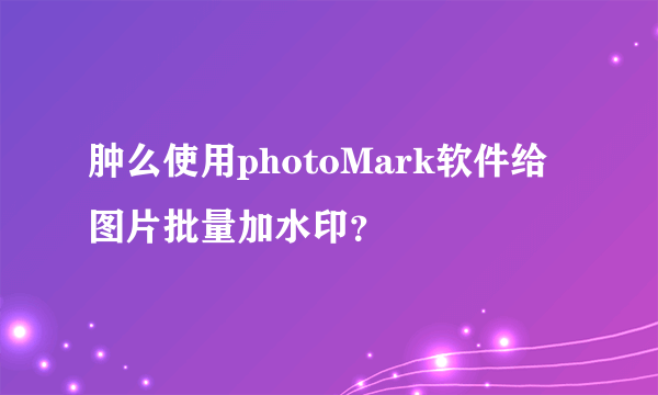 肿么使用photoMark软件给图片批量加水印？