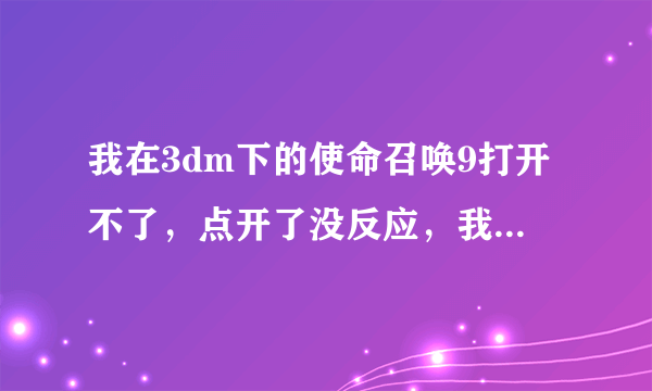 我在3dm下的使命召唤9打开不了，点开了没反应，我电脑配置绝对够