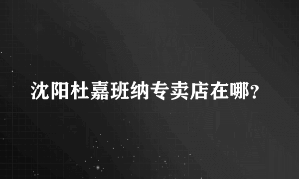 沈阳杜嘉班纳专卖店在哪？