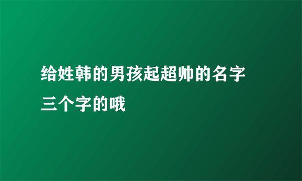 给姓韩的男孩起超帅的名字 三个字的哦