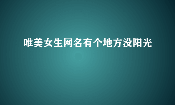 唯美女生网名有个地方没阳光