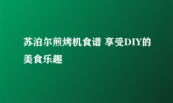 苏泊尔煎烤机食谱 享受DIY的美食乐趣