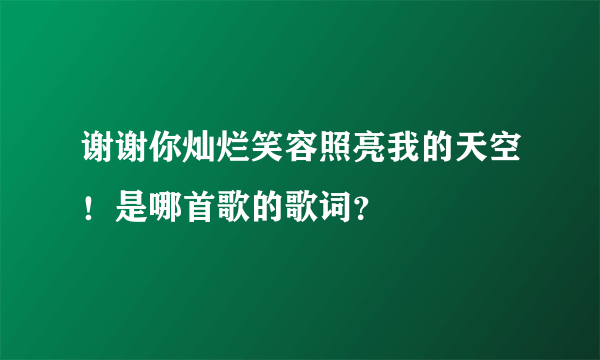 谢谢你灿烂笑容照亮我的天空！是哪首歌的歌词？