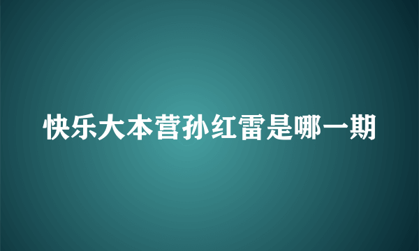 快乐大本营孙红雷是哪一期