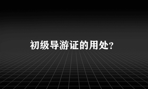 初级导游证的用处？