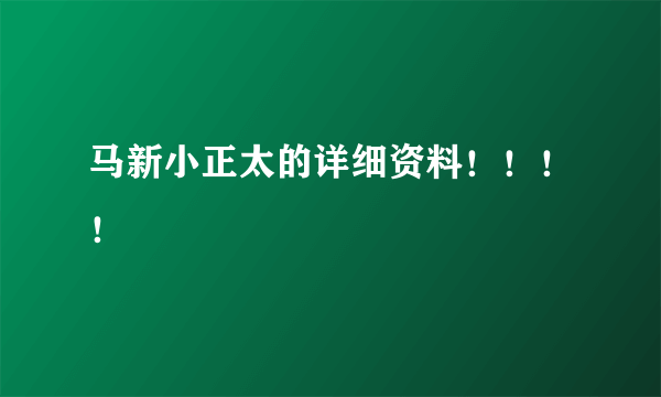 马新小正太的详细资料！！！！