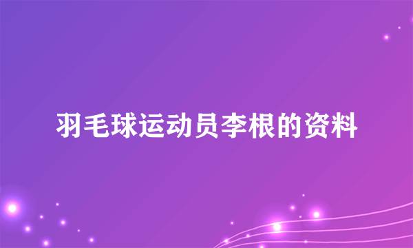 羽毛球运动员李根的资料