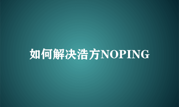 如何解决浩方NOPING