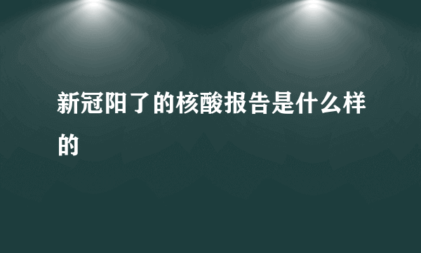 新冠阳了的核酸报告是什么样的