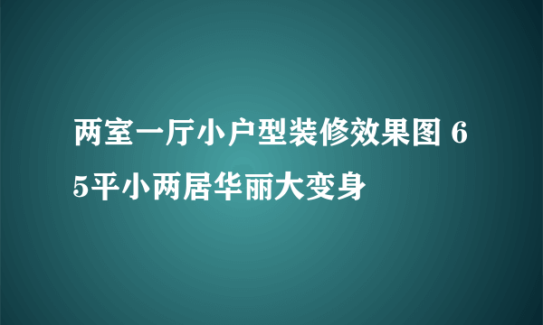 两室一厅小户型装修效果图 65平小两居华丽大变身