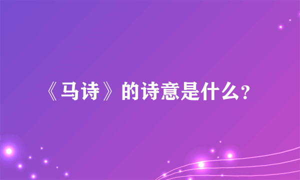 《马诗》的诗意是什么？