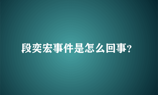 段奕宏事件是怎么回事？