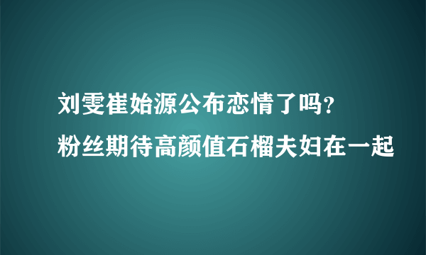 刘雯崔始源公布恋情了吗？ 粉丝期待高颜值石榴夫妇在一起