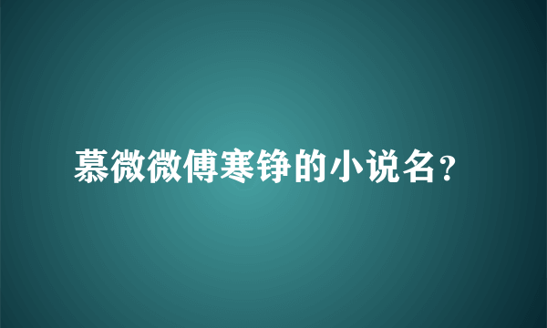 慕微微傅寒铮的小说名？