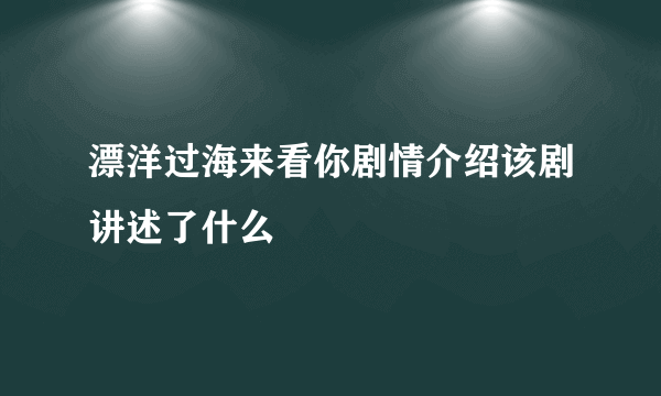 漂洋过海来看你剧情介绍该剧讲述了什么