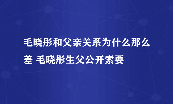 毛晓彤和父亲关系为什么那么差 毛晓彤生父公开索要