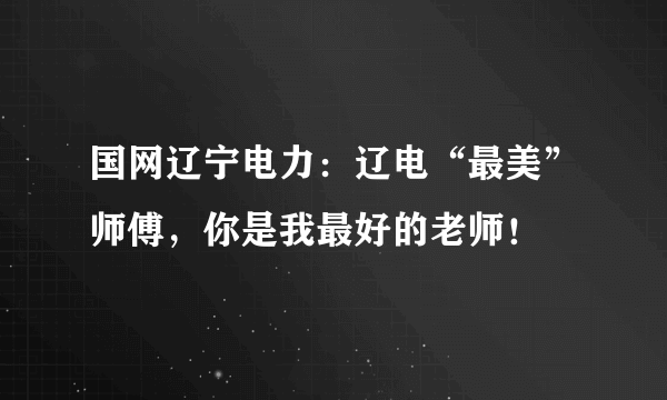 国网辽宁电力：辽电“最美”师傅，你是我最好的老师！