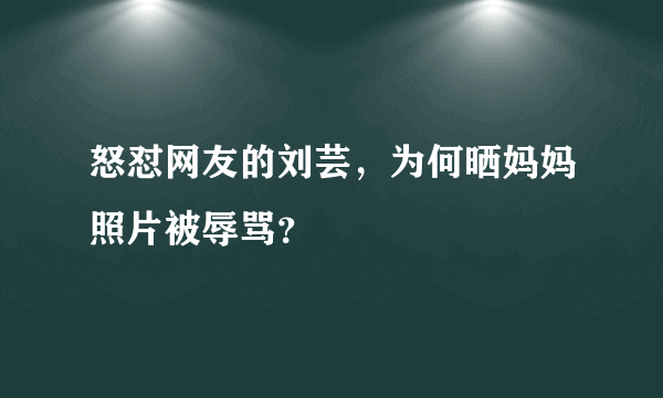 怒怼网友的刘芸，为何晒妈妈照片被辱骂？