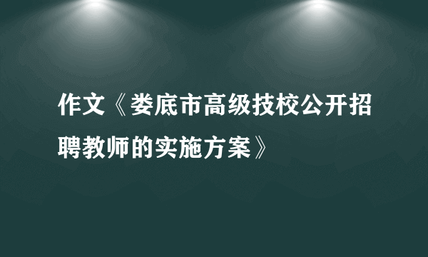 作文《娄底市高级技校公开招聘教师的实施方案》