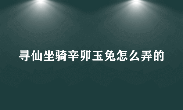 寻仙坐骑辛卯玉兔怎么弄的