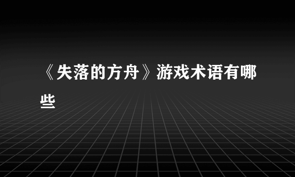 《失落的方舟》游戏术语有哪些