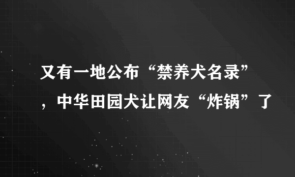 又有一地公布“禁养犬名录”，中华田园犬让网友“炸锅”了