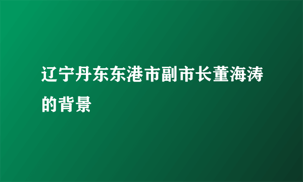 辽宁丹东东港市副市长董海涛的背景