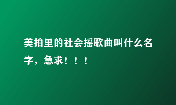 美拍里的社会摇歌曲叫什么名字，急求！！！