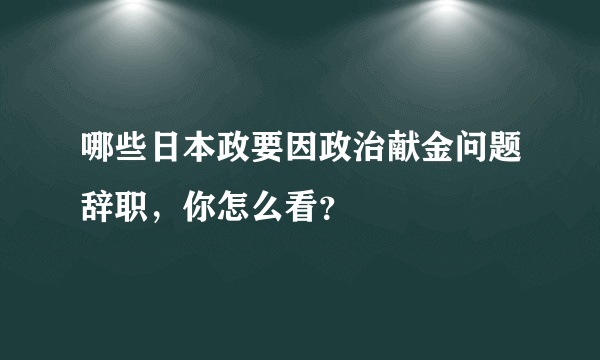 哪些日本政要因政治献金问题辞职，你怎么看？