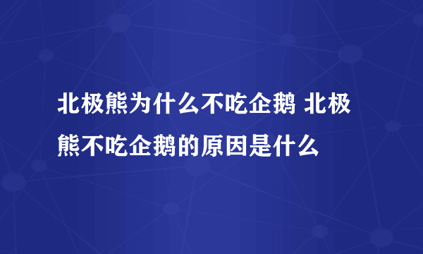 北极熊为什么不吃企鹅 北极熊不吃企鹅的原因是什么