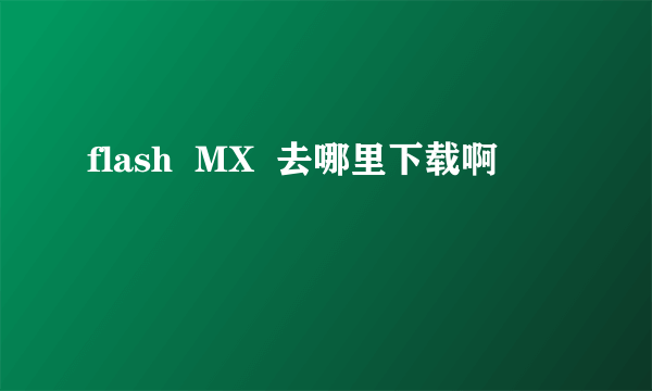 flash  MX  去哪里下载啊