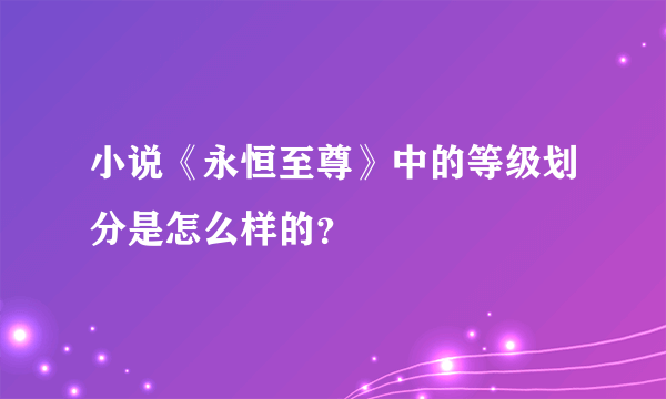 小说《永恒至尊》中的等级划分是怎么样的？