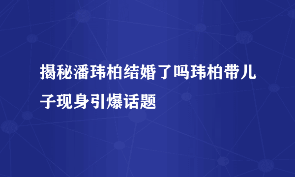 揭秘潘玮柏结婚了吗玮柏带儿子现身引爆话题