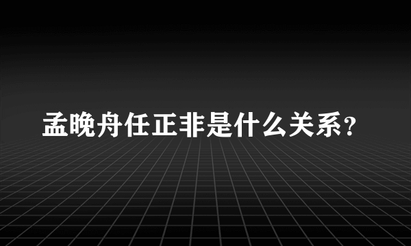 孟晚舟任正非是什么关系？