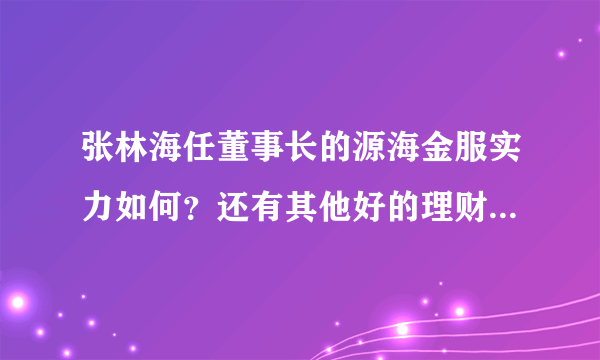 张林海任董事长的源海金服实力如何？还有其他好的理财平台吗？