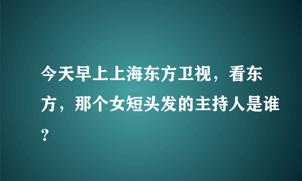 今天早上上海东方卫视，看东方，那个女短头发的主持人是谁？