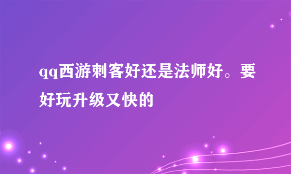 qq西游刺客好还是法师好。要好玩升级又快的