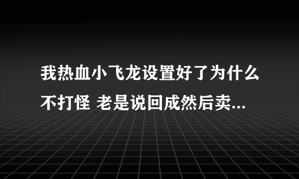 我热血小飞龙设置好了为什么不打怪 老是说回成然后卖垃圾在回补药啊！！